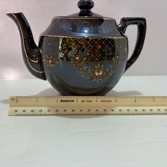 Japanese Moriage “Brown Betty” Teapot‎ Redware Hand Painted Vintage 1940s -50s - Picture 11 of 11